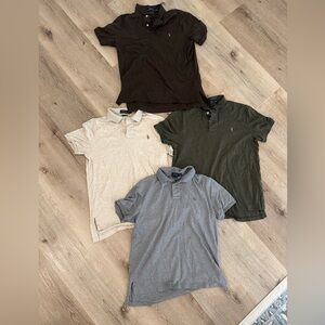 Lot of 4 Ralph Lauren Men’s Polo Pack size M - Brown, Olive, Gray, Cream